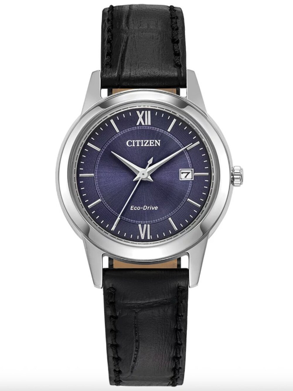 Citizen Women’s Eco-Drive Watch with Black Leather Strap and Silver Case